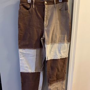 Hollister brown, light brown & cream colored Jeans/ no damage/ size 13 R 31W 31L